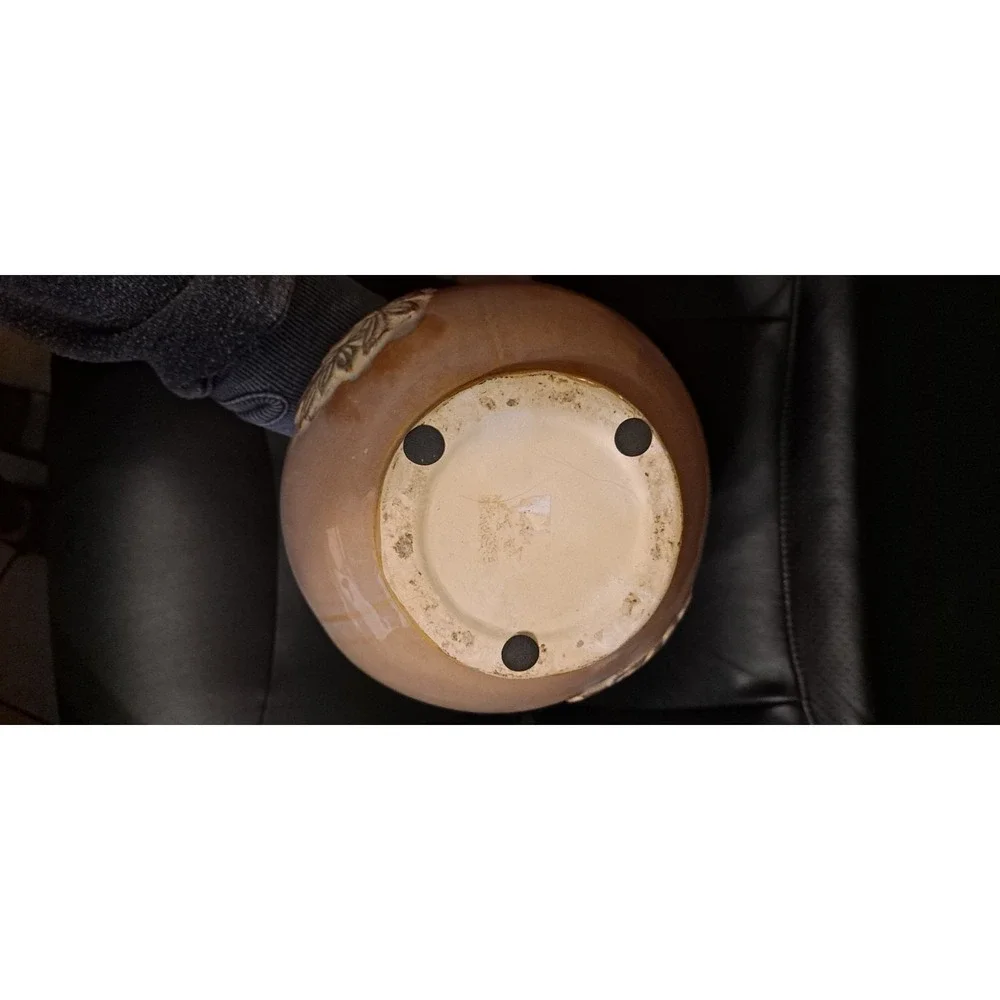 Beautiful Ceramic Vase‎ With Metal Side Handles 13.25